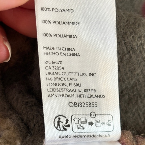 Free People Fuzzy Cropped Sofie Sweater Striped Army Green Purple Combo Size M - Picture 10 of 14